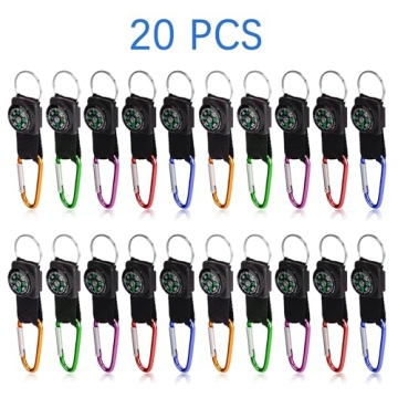 PROLOSO Carabiner Compass Keychain Kids 20 Pcs
