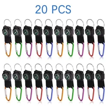 PROLOSO Carabiner Compass Keychain Kids 20 Pcs