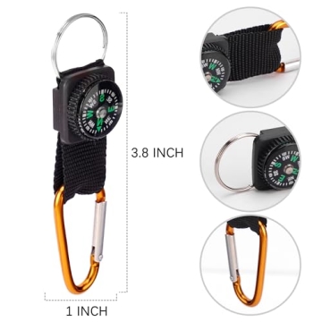 PROLOSO Carabiner Compass Keychain Kids 20 Pcs