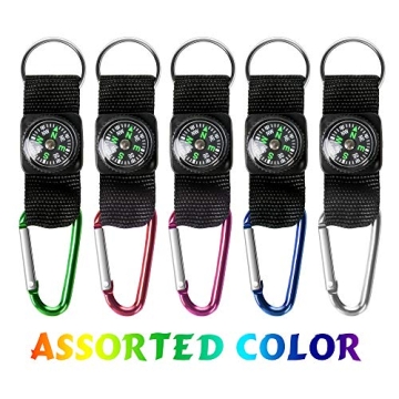 PROLOSO Carabiner Compass Keychain Kids 20 Pcs