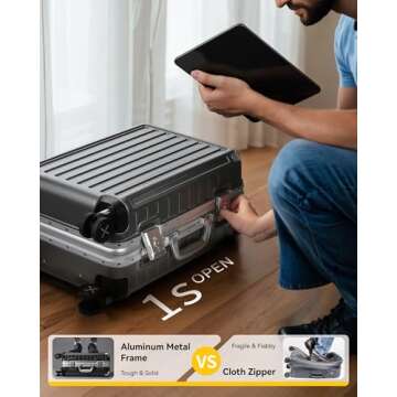 LUGGEX Blue Zipperless Luggage: Polycarbonate Hard Shell Suitcase