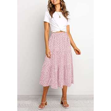 Stylish MEROKEETY Women's Boho Leopard Print Pleated A-Line Midi Skirt