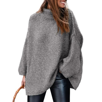 PRETTYGARDEN Women's Winter Turtleneck Oversized Sweaters Long Sleeve Chunky Knit Slouchy Pullover S...