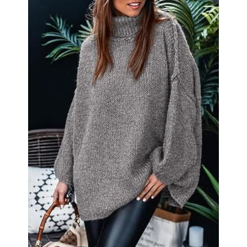 Cozy Oversized Turtleneck Sweater for Women