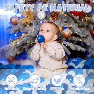 EOSAU 100 Ball Pit Balls for Toddlers, Phthalate & BPA Free Plastic Balls, Crush Proof 2.16" Colorful Balls for Ball Pit Play Toys for Kids with Storage Bag (Pearl Blue, Light Blue, White)