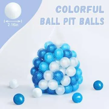 EOSAU 100 Ball Pit Balls for Toddlers, Phthalate & BPA Free Plastic Balls, Crush Proof 2.16" Colorful Balls for Ball Pit Play Toys for Kids with Storage Bag (Pearl Blue, Light Blue, White)
