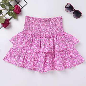 ABAFIP Ruffle Mini Skirt for Women - Floral High Waist Style