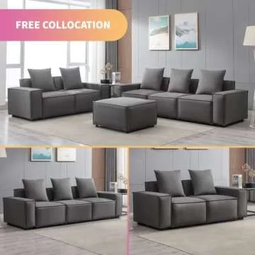 Luxury Mixoy 76.4" Loveseat Sofa in Dark Grey