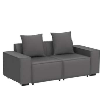 Luxury Mixoy 76.4" Loveseat Sofa in Dark Grey