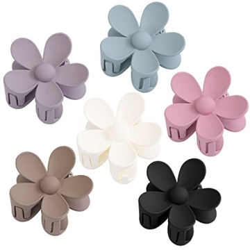 6PCS Matte Daisy Hair Clips Set - Strong Hold, Non-Slip for All Hair Types