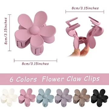 Matte Daisy Hair Clips Set Non-Slip Strong Hold for All Hair