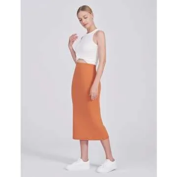 POSHDIVAH Women's Maternity Skirt Over The Belly Midi High Waisted Solid Stretchy Pregnancy Pencil S...