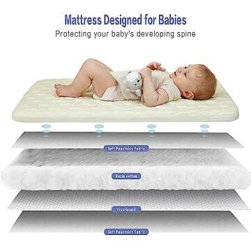 PEARLOVE 3 in 1 Baby Bassinet Bedside Sleeper, Bedside Crib with 6-Position Adjustable, Comfy Mattress and Wheels, Baby Crib for Newborn, Portable Bassinet Easy Folding