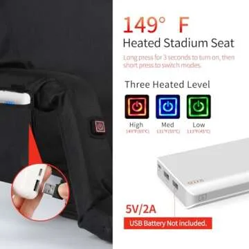 Heated Stadium Seats - Portable Chair with Back Support