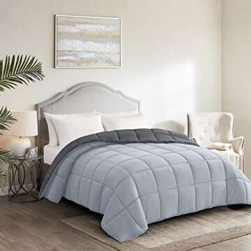 Homelike Moment Comforter King Size - Grey Duvet Insert Down Alternative Bed King Comforter, Lightweight Bedding Comforters Quilted Soft All Season Reversible Dark Gray/Light Grey