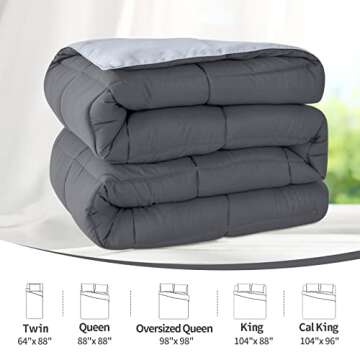 Homelike Moment Comforter King Size - Grey Duvet Insert Down Alternative Bed King Comforter, Lightweight Bedding Comforters Quilted Soft All Season Reversible Dark Gray/Light Grey