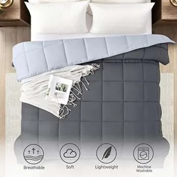 Homelike Moment Comforter King Size - Grey Duvet Insert Down Alternative Bed King Comforter, Lightweight Bedding Comforters Quilted Soft All Season Reversible Dark Gray/Light Grey