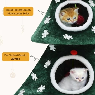 YITAHOME Christmas Cat Tree with 2 Cozy Houses