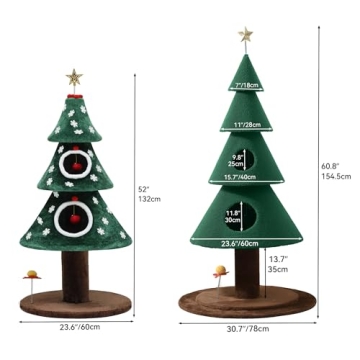 YITAHOME Christmas Cat Tree with 2 Cozy Houses