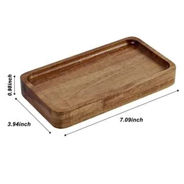 Janxin Vanity Tray, Bathroom Tray, Soap Dispenser Tray for Bathroom, Kitchen and Home Decor(Acacia-Small)