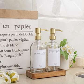 Janxin Vanity Tray, Bathroom Tray, Soap Dispenser Tray for Bathroom, Kitchen and Home Decor(Acacia-Small)