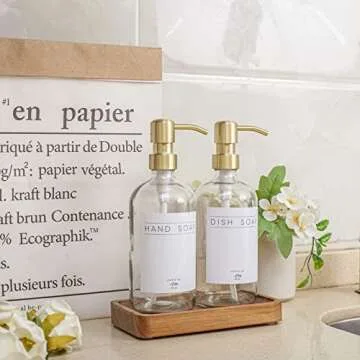 Janxin Vanity Tray, Bathroom Tray, Soap Dispenser Tray for Bathroom, Kitchen and Home Decor(Acacia-Small)