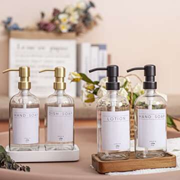 Janxin Vanity Tray, Bathroom Tray, Soap Dispenser Tray for Bathroom, Kitchen and Home Decor(Acacia-Small)