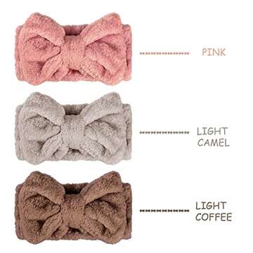 3 Pieces Wash Face Headband Makeup Spa Headband Towel Terry Hair Bands Microfiber Bowtie Headbands S...