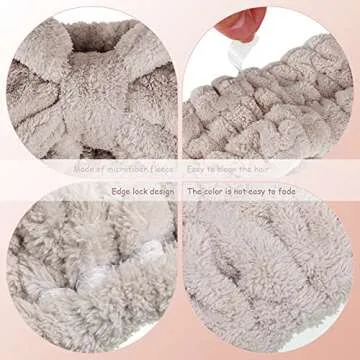 3 Pieces Wash Face Headband Makeup Spa Headband Towel Terry Hair Bands Microfiber Bowtie Headbands Shower Facial Adjustable Headband for Women (Pink, Blue, White)