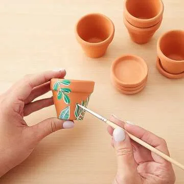 Juvale 2-Inch 16-Pack Small Terracotta Pots with Saucers and Drainage Hole, Paintable Pottery for Su...