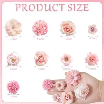 rongflower Faux Flower Heads Mini Pink Artificial Flower Heads Fake Peony Daisy Rose Flowers Multico...