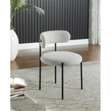 Elegant Meridian Boucle Fabric Dining Chairs set of 2