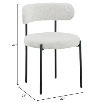 Elegant Meridian Boucle Fabric Dining Chairs set of 2