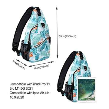 MOSISO Sling Backpack,Travel Hiking Daypack Pattern Rope Crossbody Shoulder Bag, Flamingo