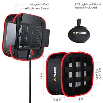 Kamerar D-Fuse Large LED Light Panel Softbox: 12"x12" Opening, Foldable Portable Light Diffuser, Car...