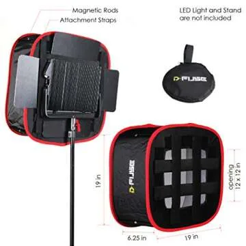 Kamerar D-Fuse Large LED Light Panel Softbox: 12"x12" Opening, Foldable Portable Light Diffuser, Car...