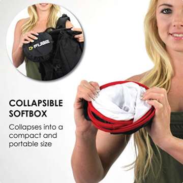 Kamerar D-Fuse Large LED Light Panel Softbox: 12"x12" Opening, Foldable Portable Light Diffuser, Carrying Bag, Strap Attachment, Portrait Photography, Photo Video, Studio Lighting, Natural Look