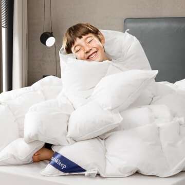 OCEANSLEEP Goose Down Comforter California King Size - All Season White Fluffy Feather Duvet Insert with Tabs, 780 Fill Power Weight for Luxury(California King, White/All Season)
