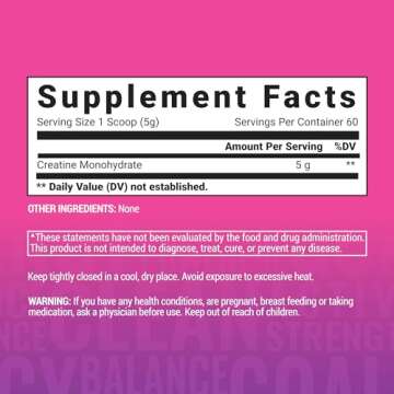 AminoLean Creatine Monohydrate Powder, Pure Micronized Creatine Supplement for Women and Men, Improve Strength, Muscle Toning, Recovery, and Brain Health, 300g