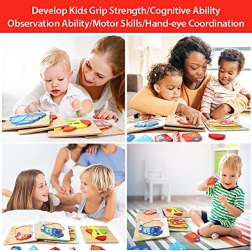 Wooden Vehicle Puzzles for Toddlers Safe Colorful Learning Toys