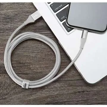 Amazon Basics Double Braided Nylon Lightning to USB Cable, Advanced Collection, MFi Certified Apple iPhone Charger, Silver, 6 Foot