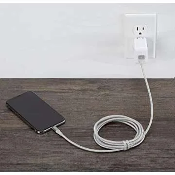 Amazon Basics Double Braided Nylon Lightning to USB Cable, Advanced Collection, MFi Certified Apple iPhone Charger, Silver, 6 Foot