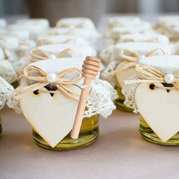 51 PCS Mini Wooden Honey Sticks for Drizzling Honey