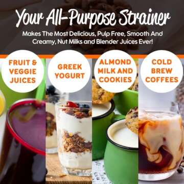 Ellie's Best Pro Quality Nut Milk Bag - Big 12"X12" Commercial Grade - Reusable Almond Milk Bag & All Purpose Strainer – Fine Mesh Nylon Cheesecloth & Cold Brew Coffee Filter - Free Recipes & Videos