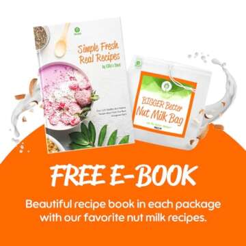 Ellie's Best Pro Quality Nut Milk Bag - Big 12"X12" Commercial Grade - Reusable Almond Milk Bag & All Purpose Strainer – Fine Mesh Nylon Cheesecloth & Cold Brew Coffee Filter - Free Recipes & Videos