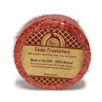 Midwest Hearth Cedar Fire Starters - 100% Natural, BBQ, Fireplaces, Stoves, Outdoor, Camp Fire, Surv...