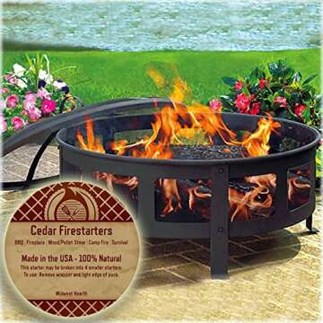 Midwest Hearth Cedar Fire Starters - 100% Natural, BBQ, Fireplaces, Stoves, Outdoor, Camp Fire, Survival (36 Pack - Up to 144 Fires) Made in USA