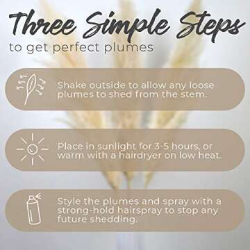 Natural Dried Beige Pampas Grass Decor - From Winding Trail Supply. 3 Stems (48 Inches Tall) - Premium Tall Stem Faux Pampas Grass Large for Wedding Arrangements, Home and Boho Flower Decor