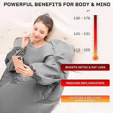 Gorapture Infrared Sauna Blanket Fast Sweating Body Shape Fitness Far Infrared Sauna Blanket for Body Relaxation at Home Use Sauna Blanket with Sleeves