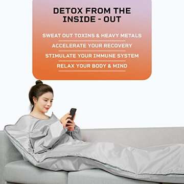 Gorapture Infrared Sauna Blanket Fast Sweating Body Shape Fitness Far Infrared Sauna Blanket for Body Relaxation at Home Use Sauna Blanket with Sleeves